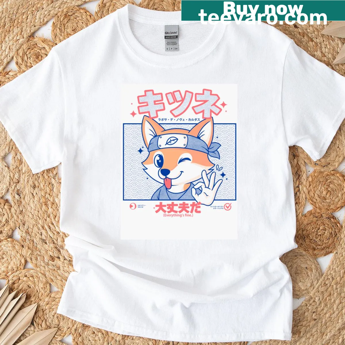 Cartoon fox graphic t-shirt with playful expression — on a men's t-shirt