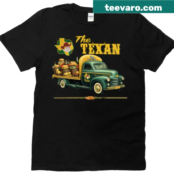 T-shirt with graphic of a Texas food delivery truck