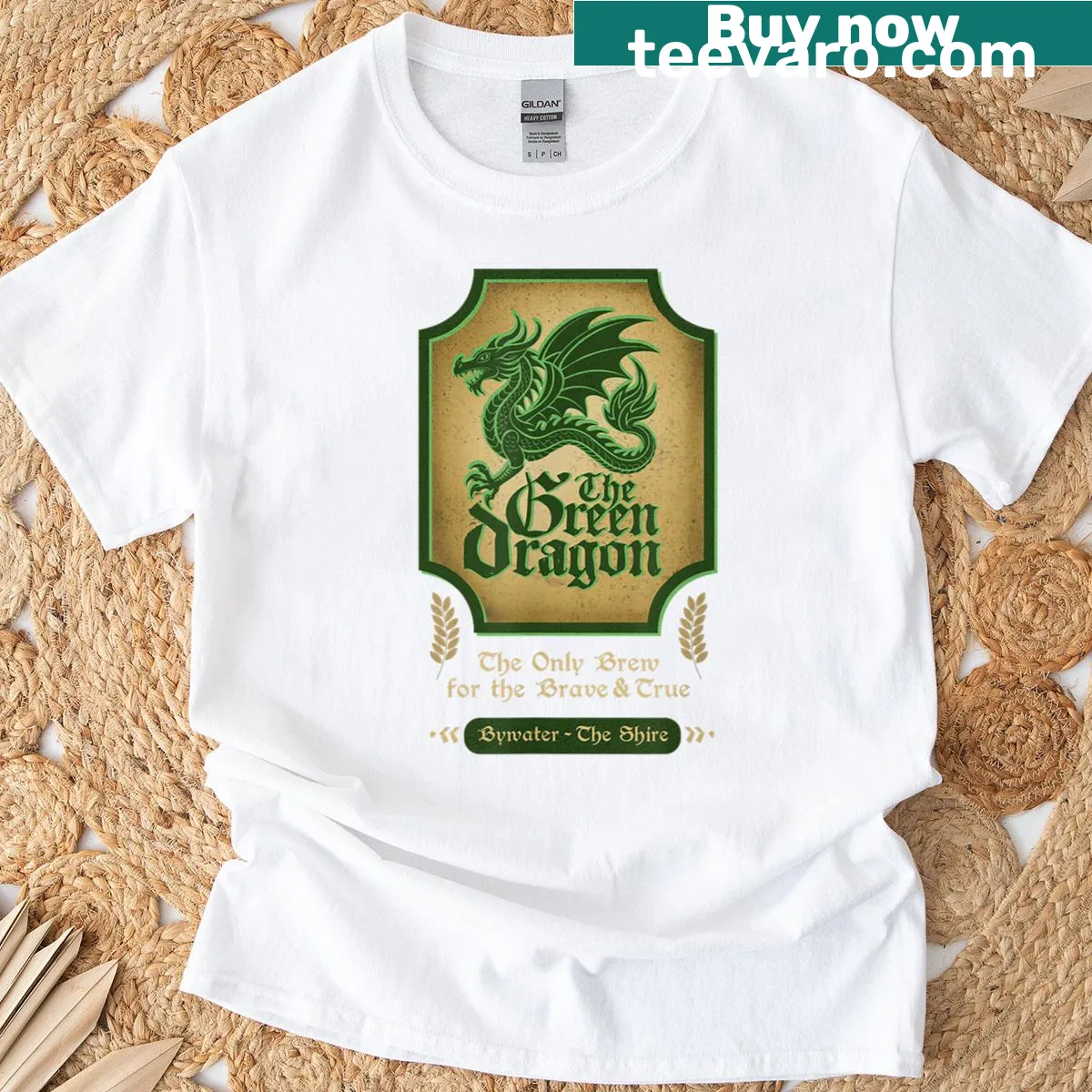 Vintage-style T-shirt with a graphic of the Green Dragon pub sign, perfect for beer lovers — on a men's t-shirt