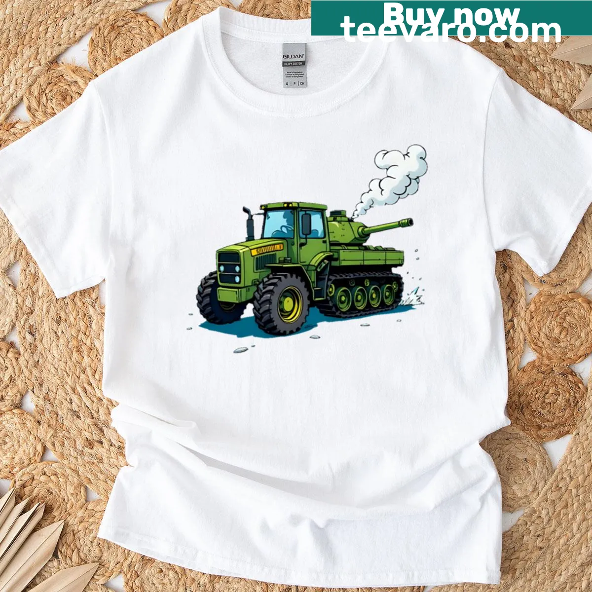 Illustration of a Ukrainian tractor on a t-shirt — on a men's t-shirt