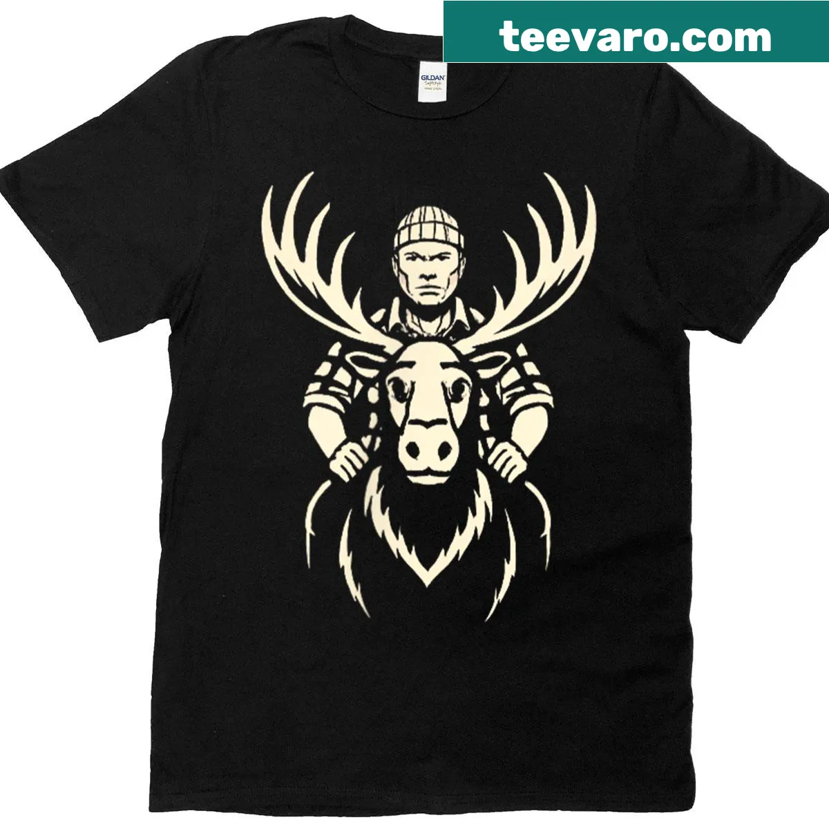 Vintage t-shirt featuring a playful moose graphic for lumberjack enthusiasts. — on a men's t-shirt