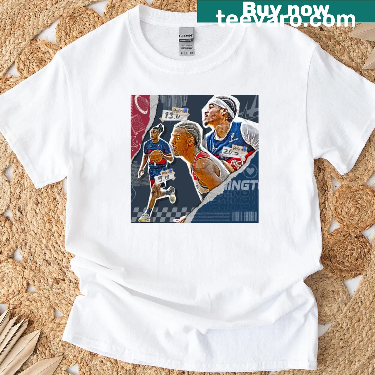 T-shirt with a bold graphic of Washington Basketball Squad emblem — on a men's t-shirt