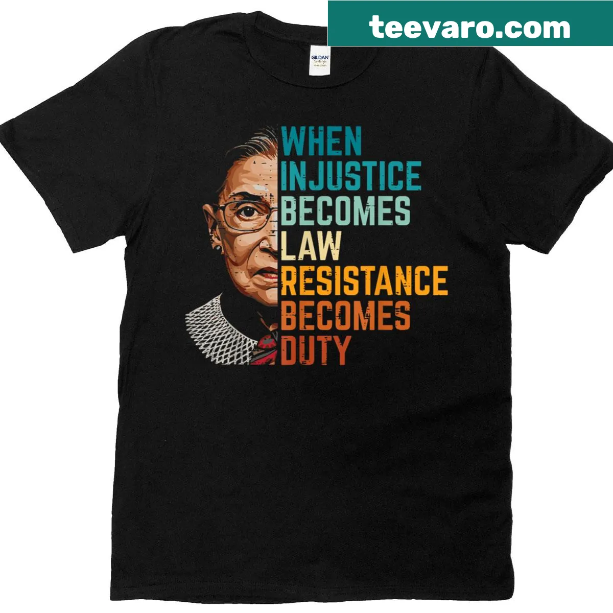 T-shirt with a bold message about justice and resistance — on a men's t-shirt