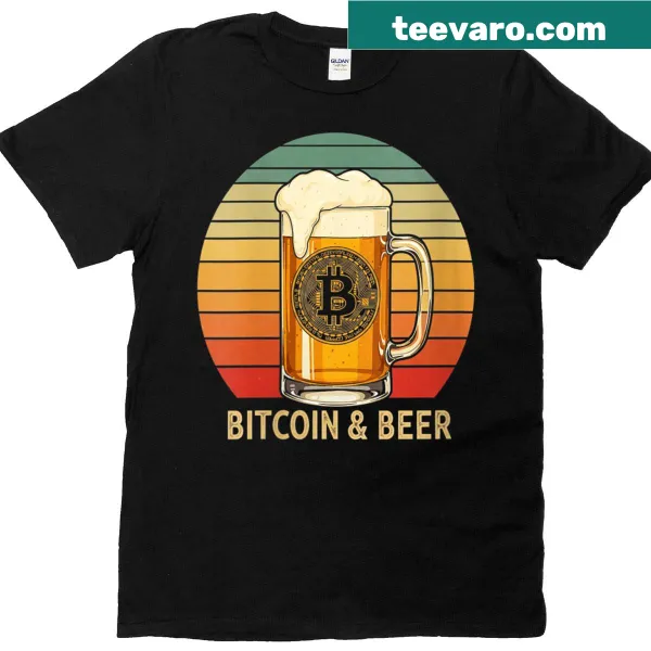 Funny T-shirt for women with beer and crypto-themed text