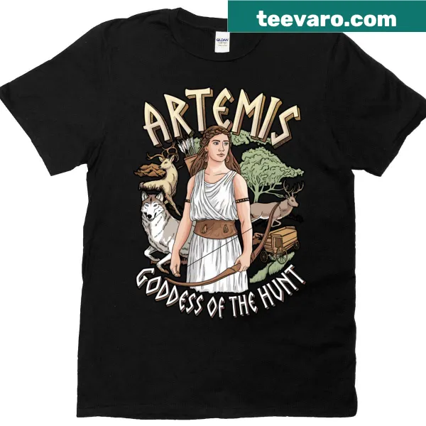 Illustrative T-shirt featuring Artemis from Greek mythology.