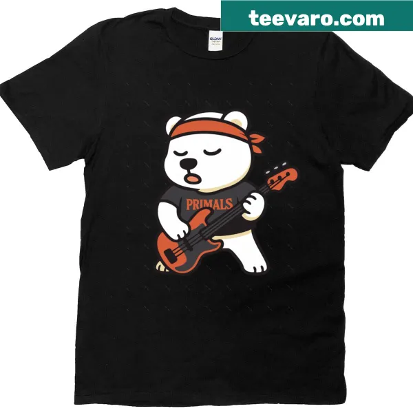 Oversized t-shirt featuring a bear holding a bass fish illustration