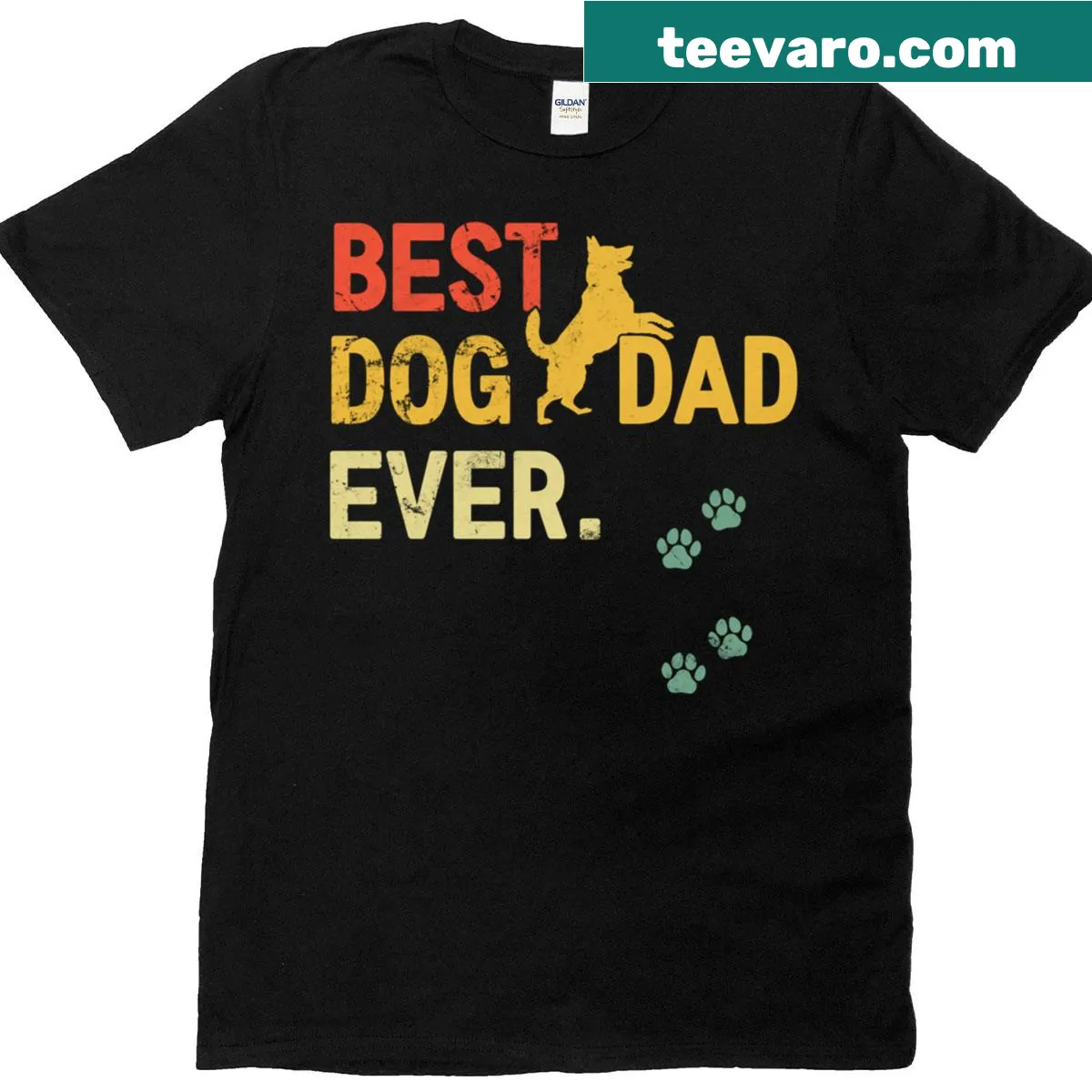 Funny Dog Dad T-shirt with vintage-style text — on a men's t-shirt