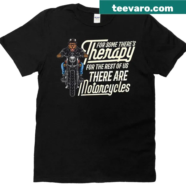 Funny biker therapy t-shirt for men with bold text design