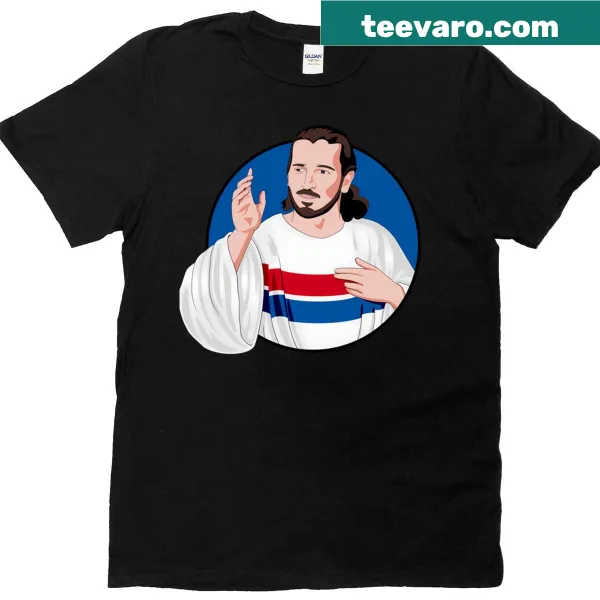 T-shirt with 'Bontempelli Our Saviour' text design