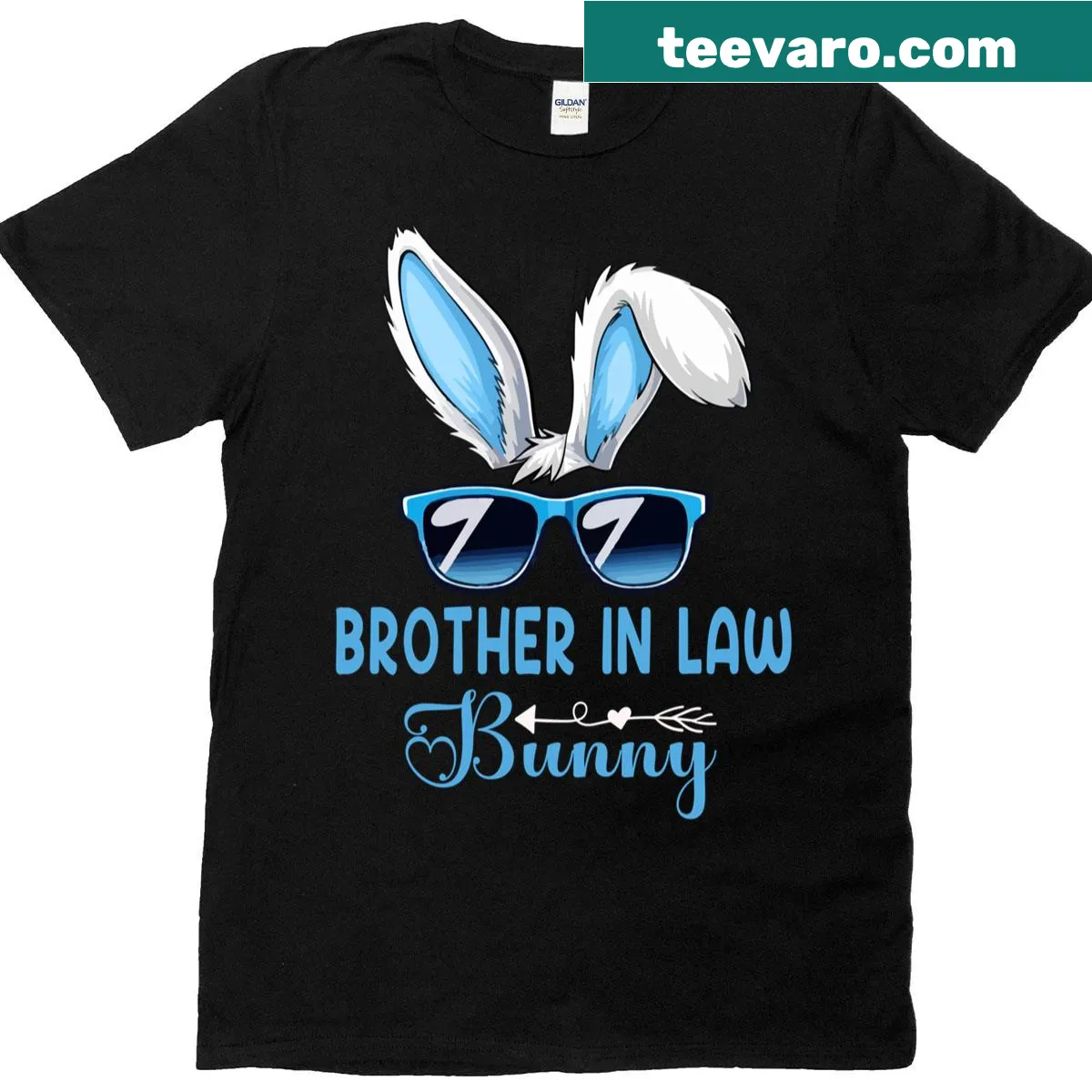 Funny Easter shirt with cartoon bunny costume design for brother in law — on a men's t-shirt