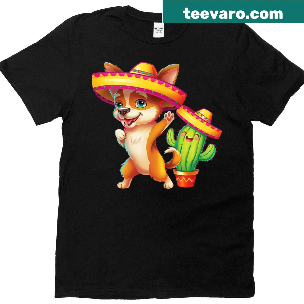 Chihuahua in sombrero with cacti for Cinco De Mayo — on a men's t-shirt