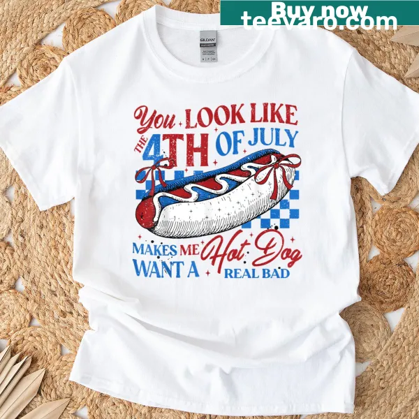 Humorous Fourth of July hot dog t-shirt