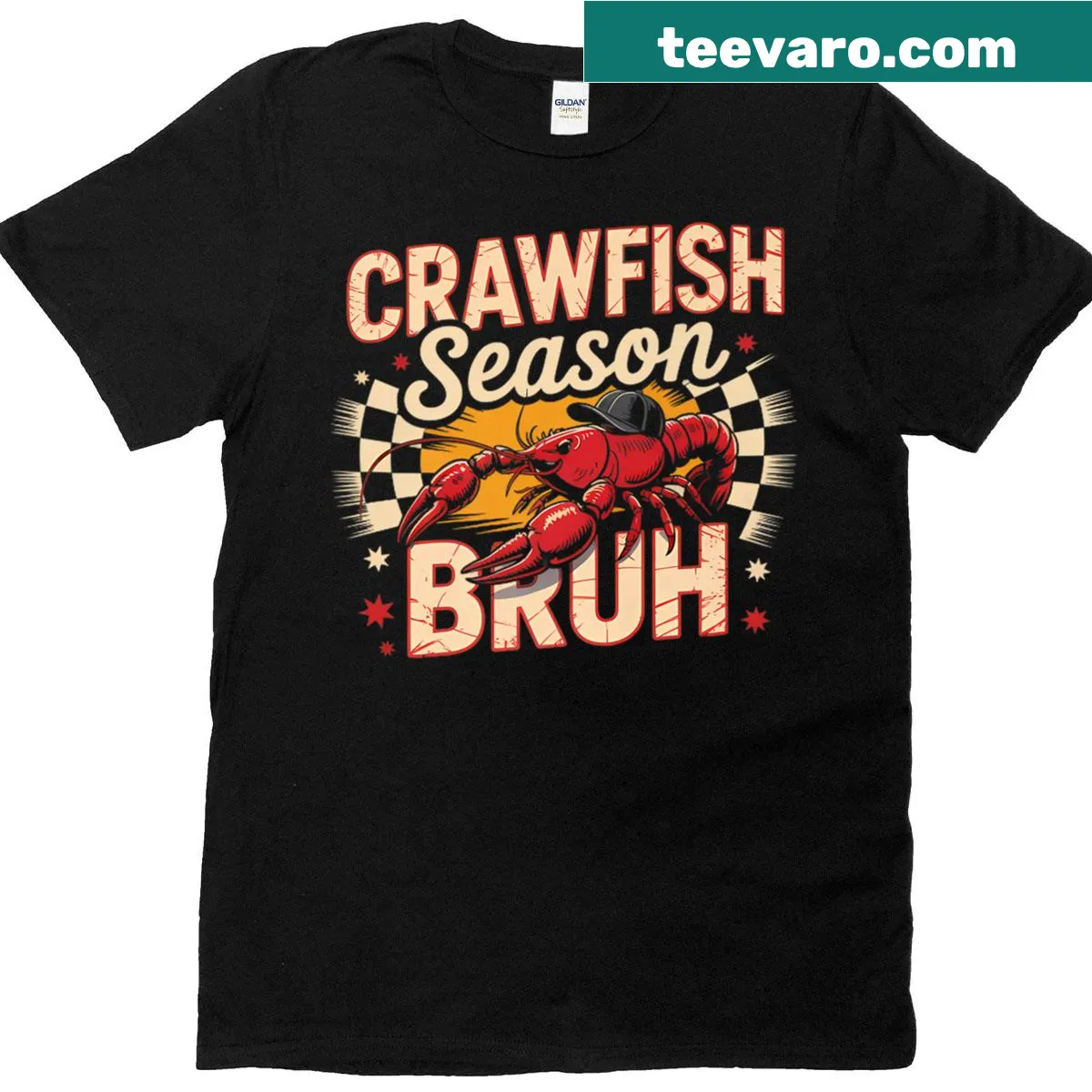 Funny crawfish hat boy graphic on a preppy t-shirt — on a men's t-shirt