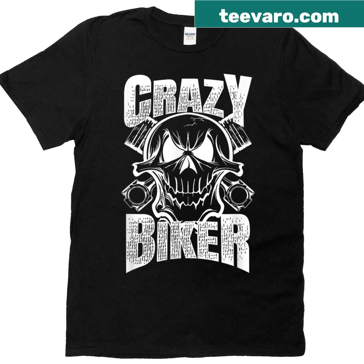Vintage t-shirt featuring an edgy skull graphic for motorcycle enthusiasts — on a men's t-shirt