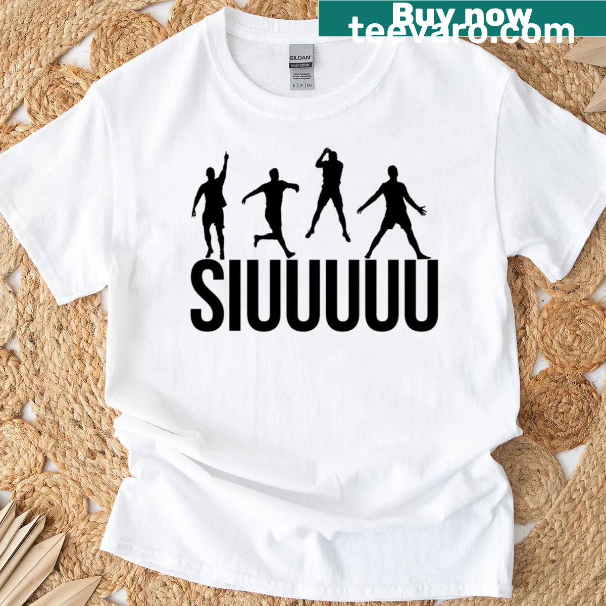 T-shirt celebrating Cristiano Ronaldo with bold 'Siuuuuuuu' text — on a men's t-shirt