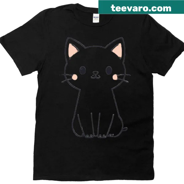 Minimalist cat doodle art on oversized t-shirt