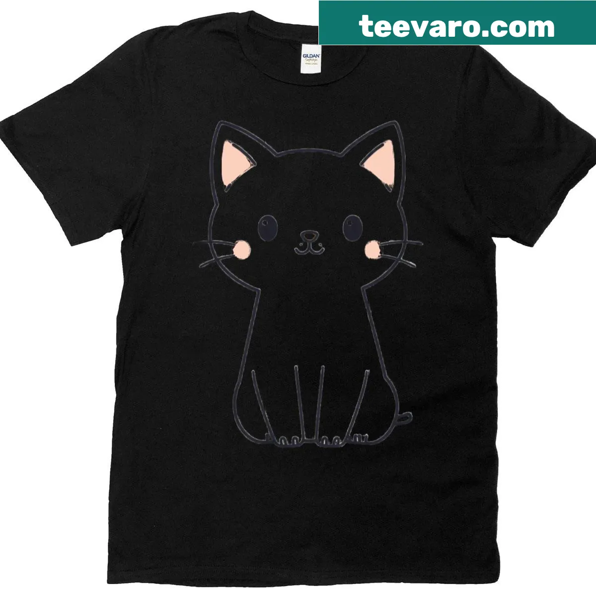 Minimalist cat doodle art on oversized t-shirt — on a men's t-shirt