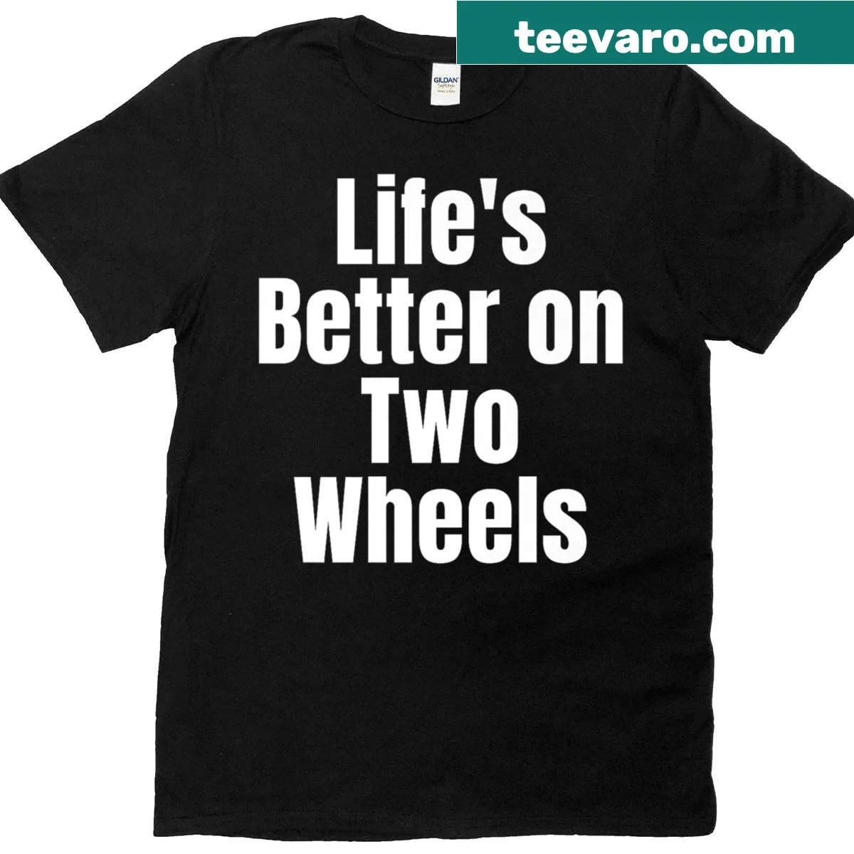 Funny biking slogan 'Life's Better On Two Wheels' on t-shirt — on a men's t-shirt