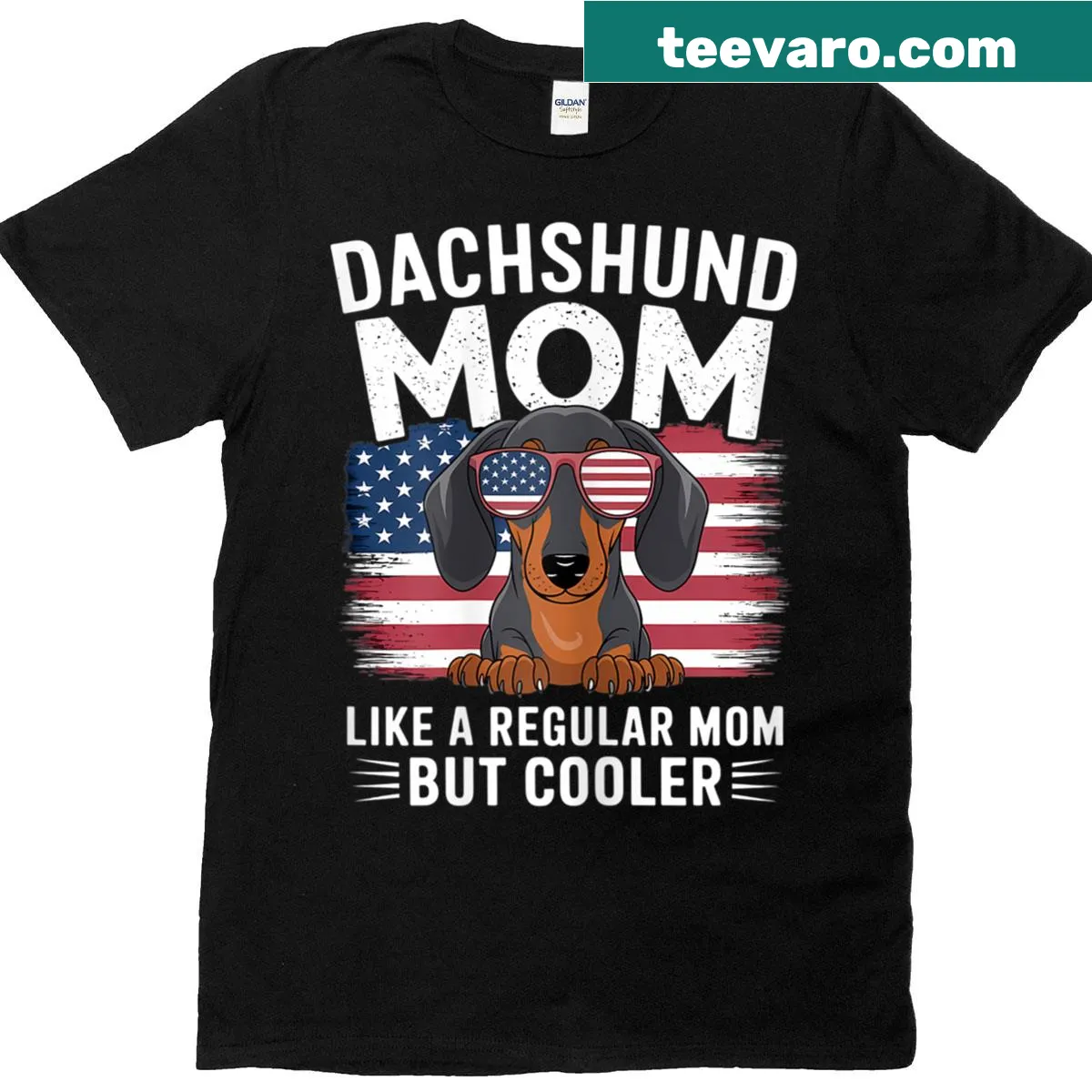 Charming Dachshund Mom-themed T-shirt celebrating dog mom life. — on a men's t-shirt