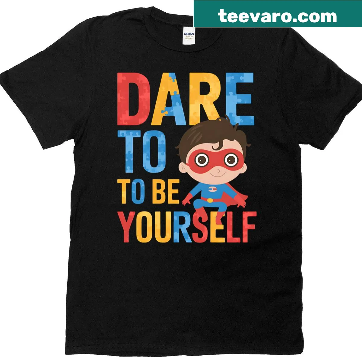 Superhero-themed Autism Awareness T-shirt with inspirational text — on a men's t-shirt