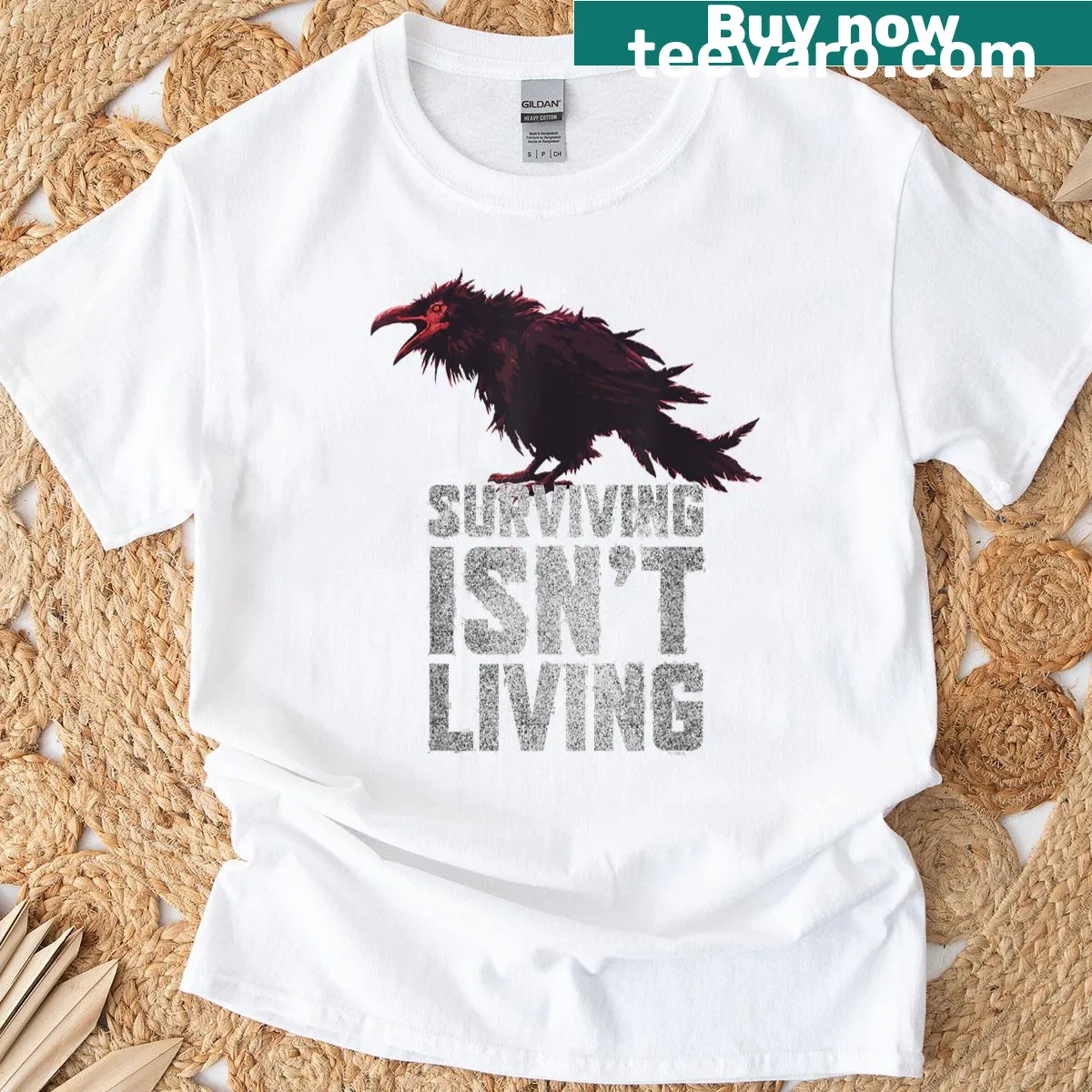 Funny quote T-shirt with large text on chest — on a men's t-shirt