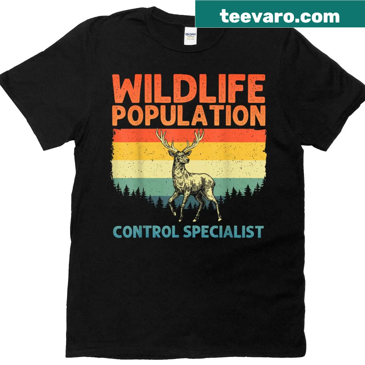 Wildlife-themed deer hunting T-shirt for men and women — on a men's t-shirt