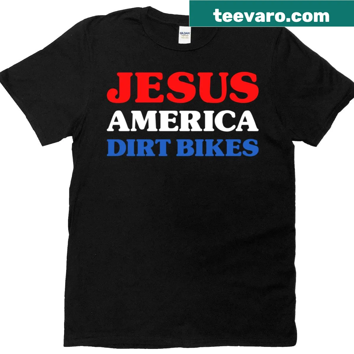 Vintage-style T-shirt blending dirt bikes and religious themes — on a men's t-shirt