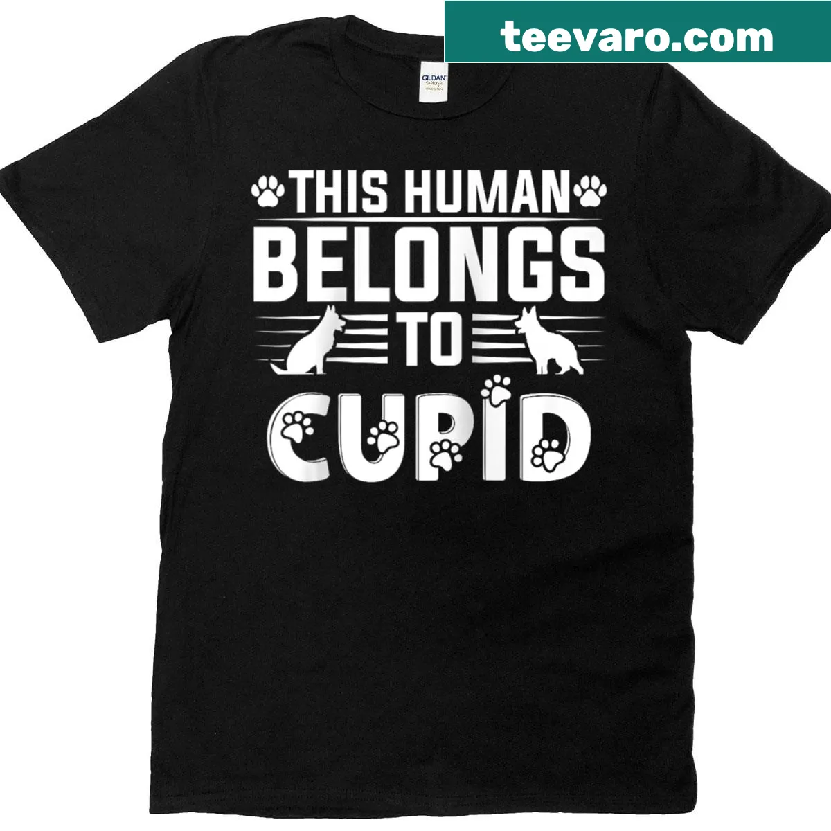 Hand-lettered design Dog Name Cupid t-shirt for pet owners — on a men's t-shirt