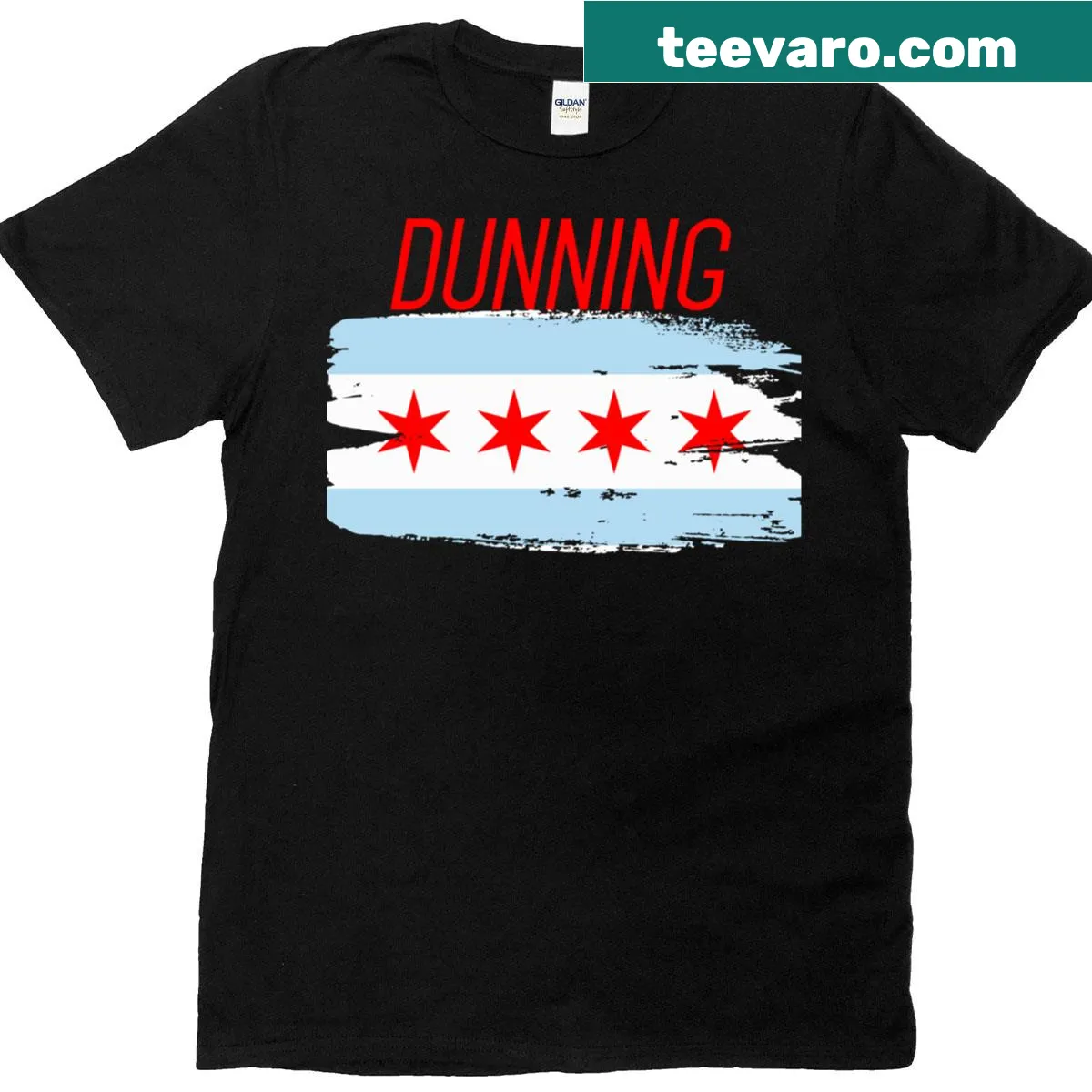 Oversized T-shirt featuring an illustration of Dunning, Chicago — on a men's t-shirt
