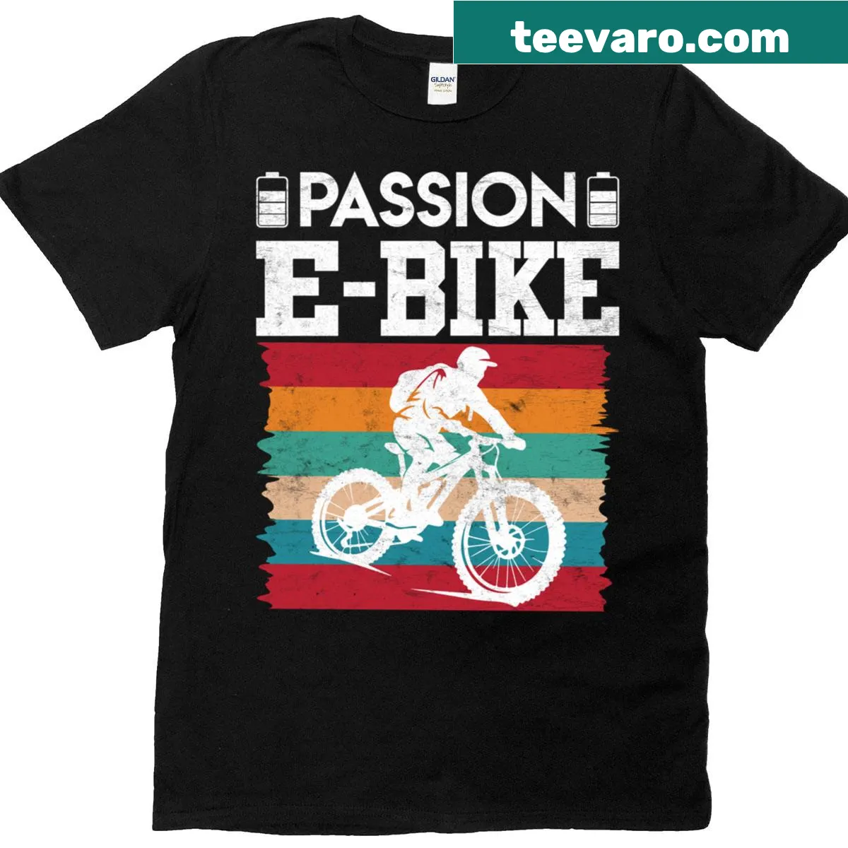 Funny E-biker T-shirt featuring a playful e-bike cycling graphic. — on a men's t-shirt