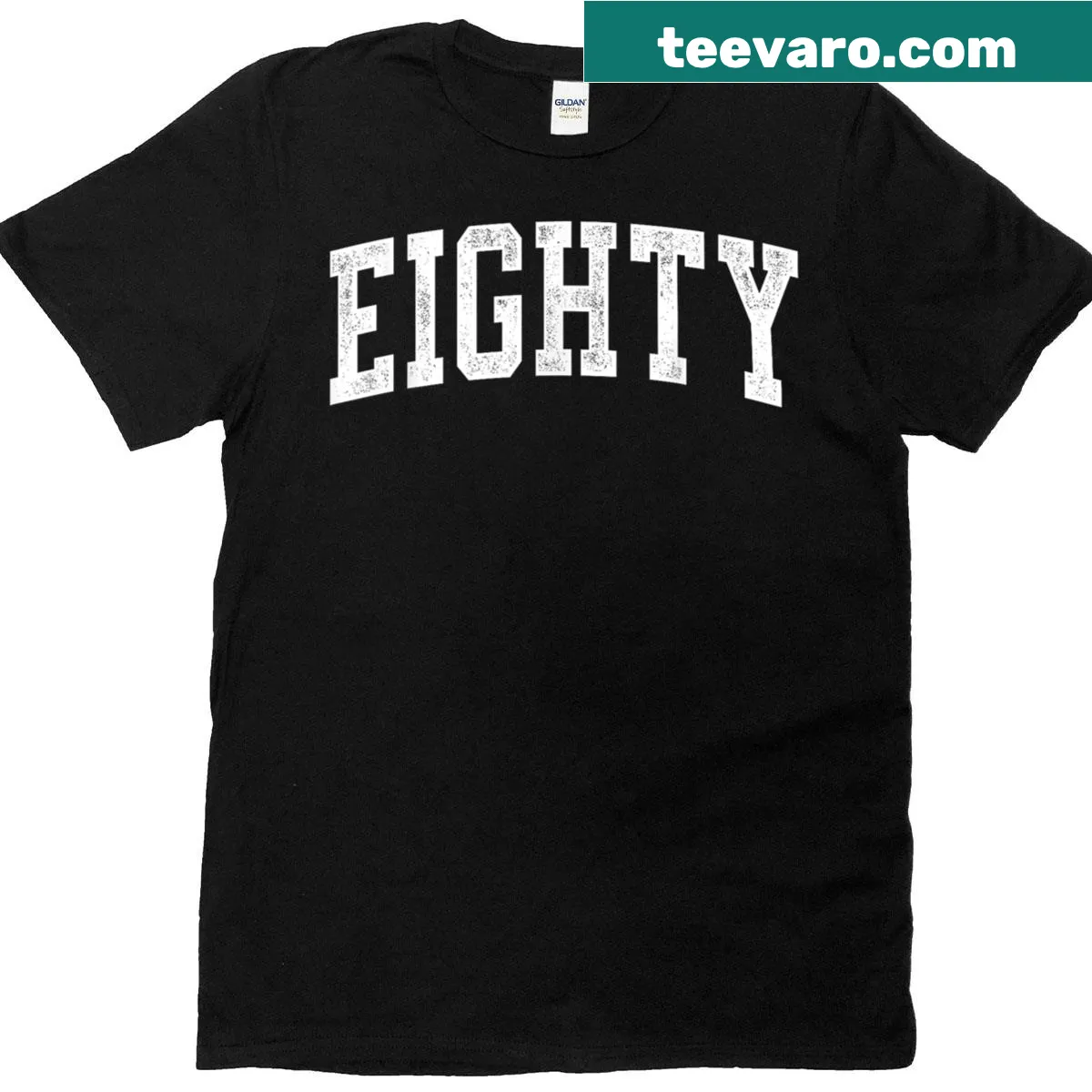 Minimalist T-shirt design highlighting '80' for an 80th birthday — on a men's t-shirt