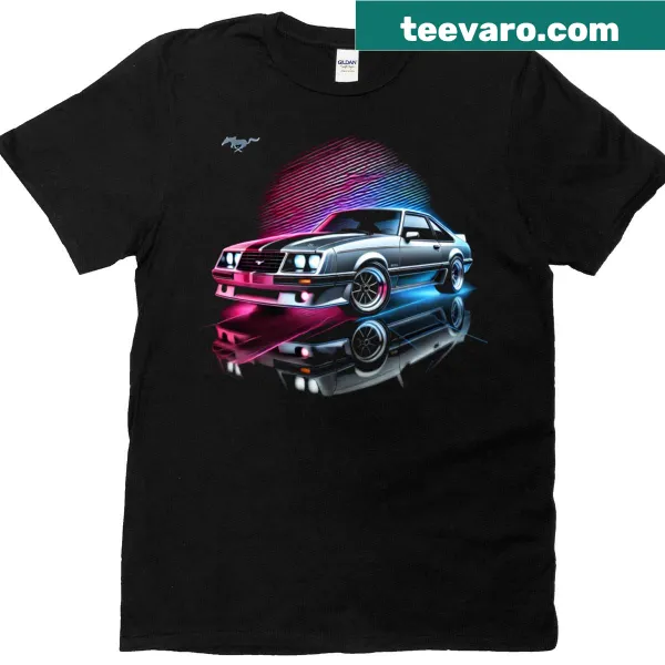 Retro artwork of a Foxbody Mustang on T-shirt