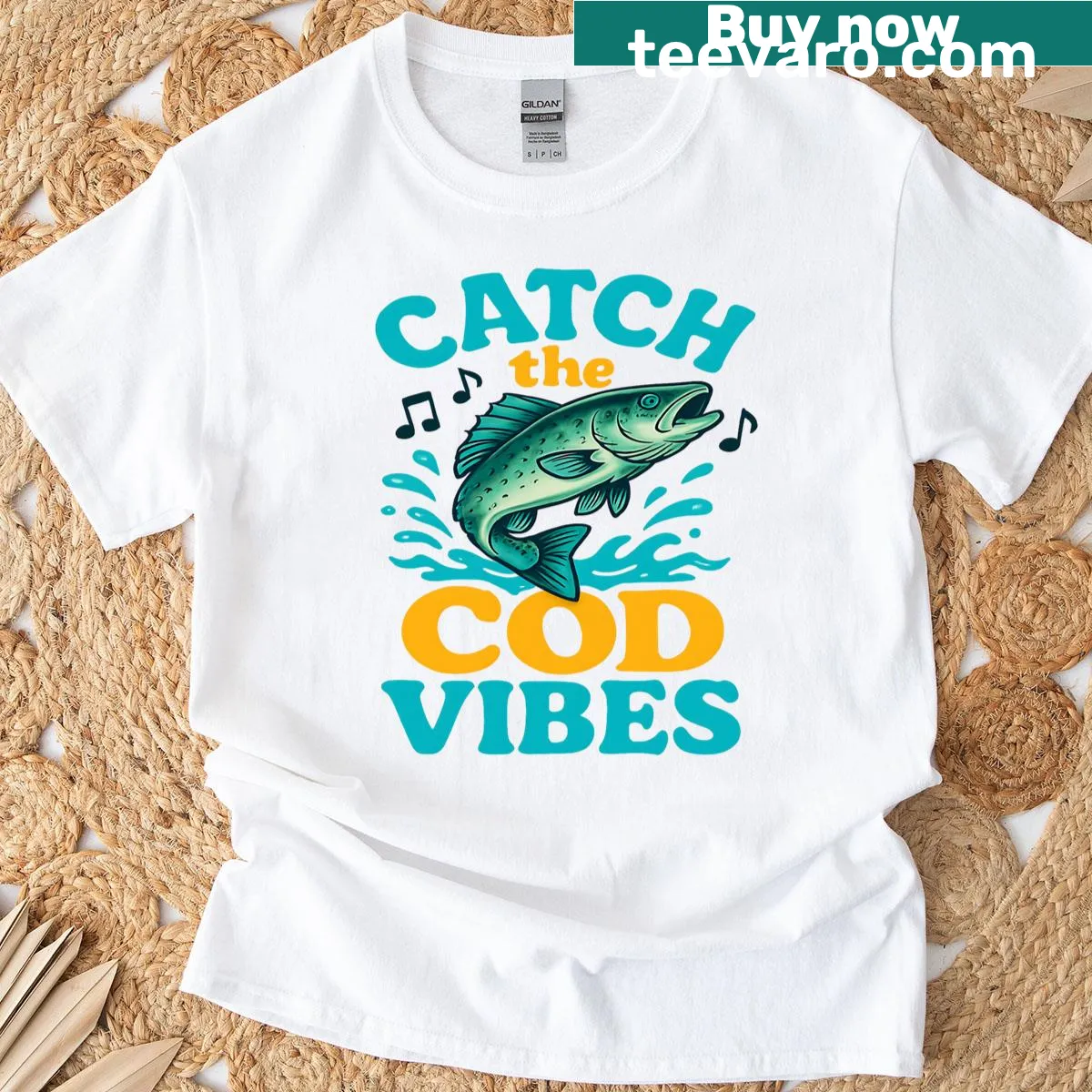 Funny cod fishing joke t-shirt for anglers — on a men's t-shirt