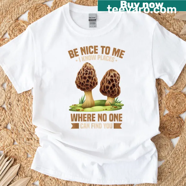 Illustrated T-shirt for morel hunters with a humorous design