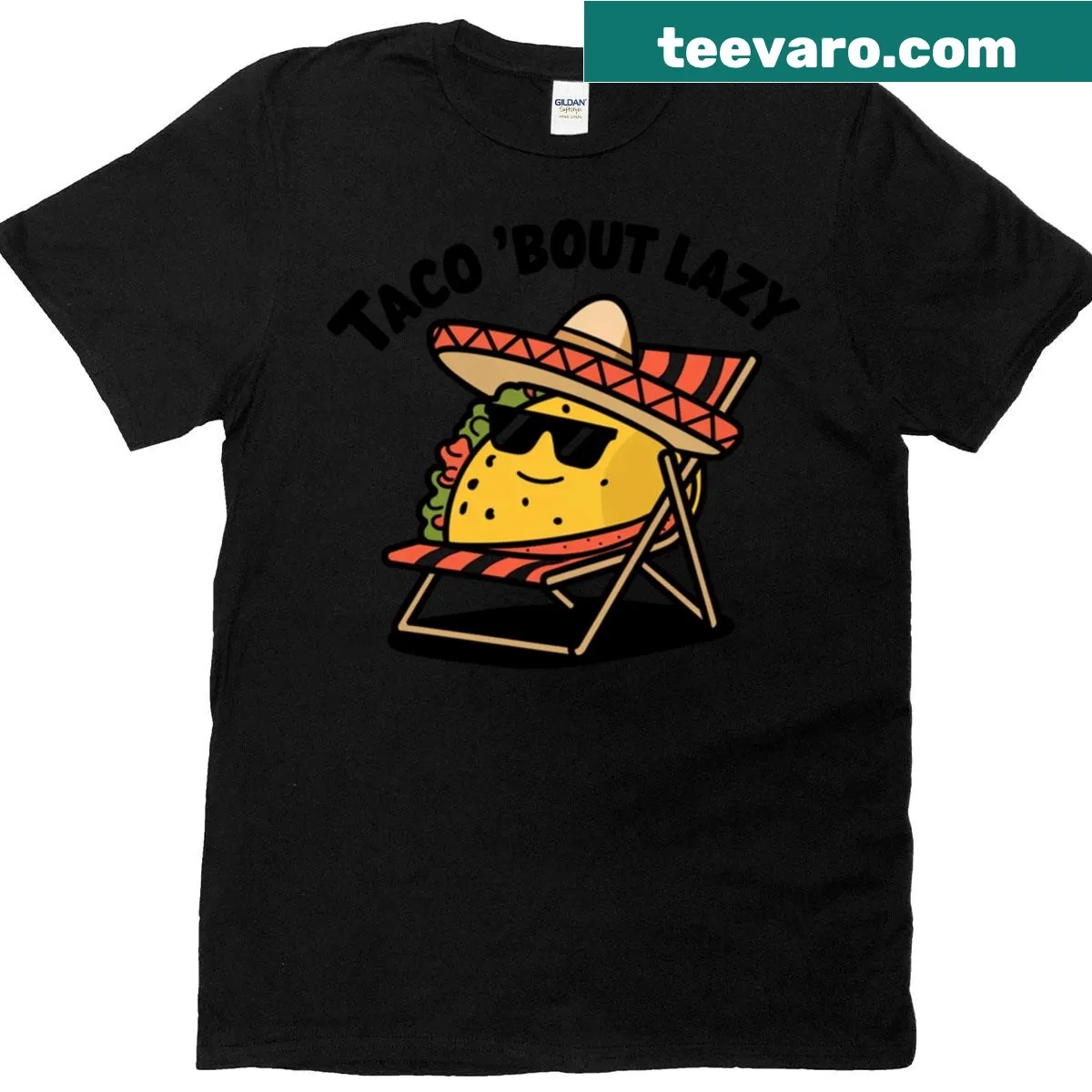 Cartoon taco design with sombrero on an oversized T-shirt — on a men's t-shirt