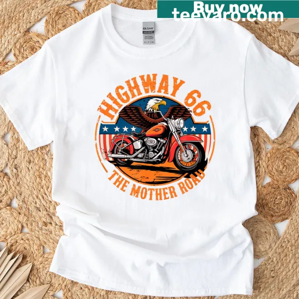 Vintage Route 66 graphic t-shirt celebrating the Mother Road