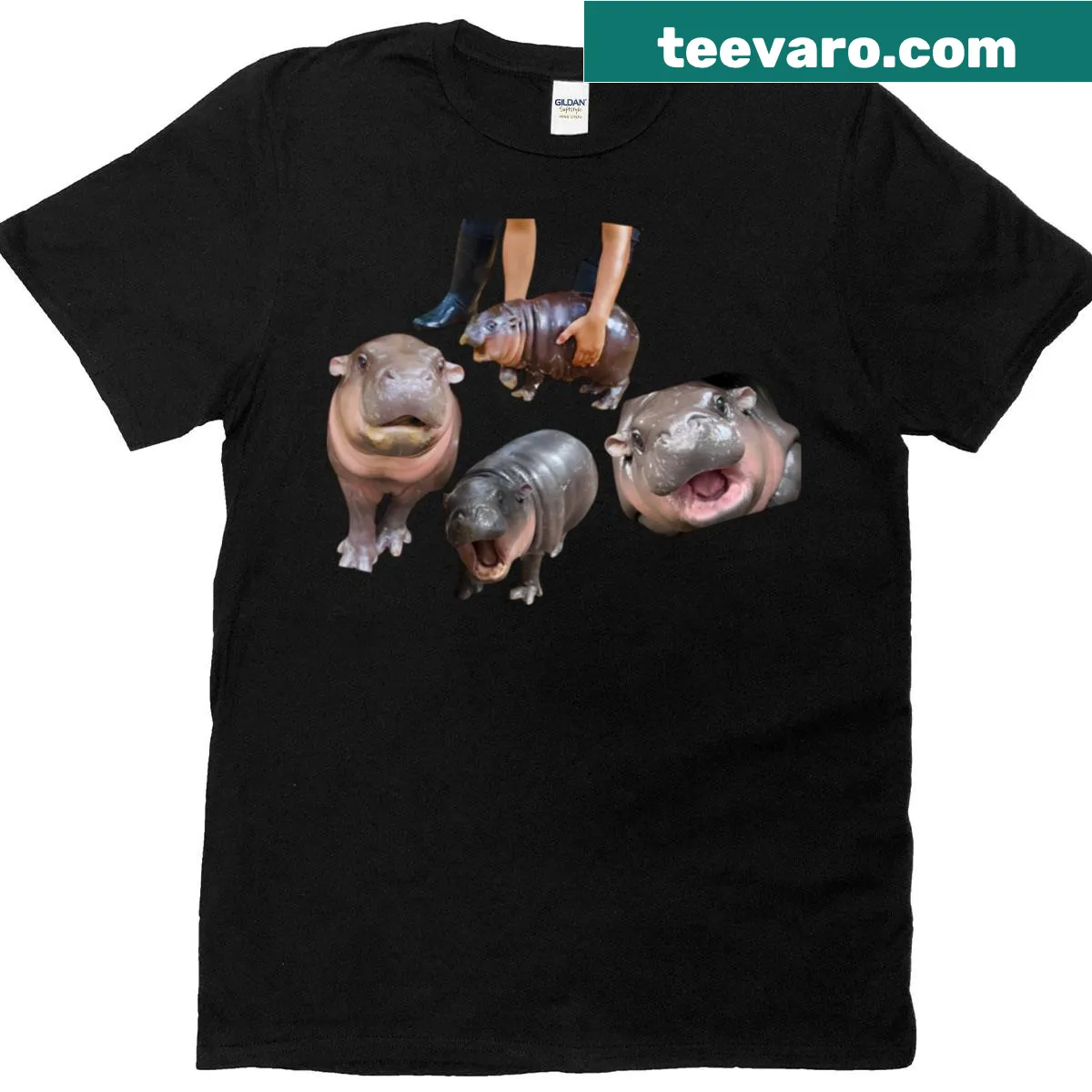Oversized T-shirt featuring a bold hippo graphic from Mo Deng collection — on a men's t-shirt