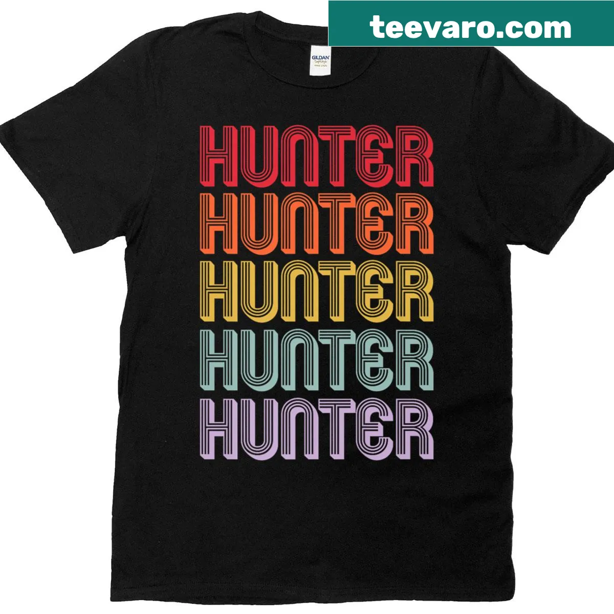 Bold typography Hunter T-shirt for hunting enthusiasts — on a men's t-shirt