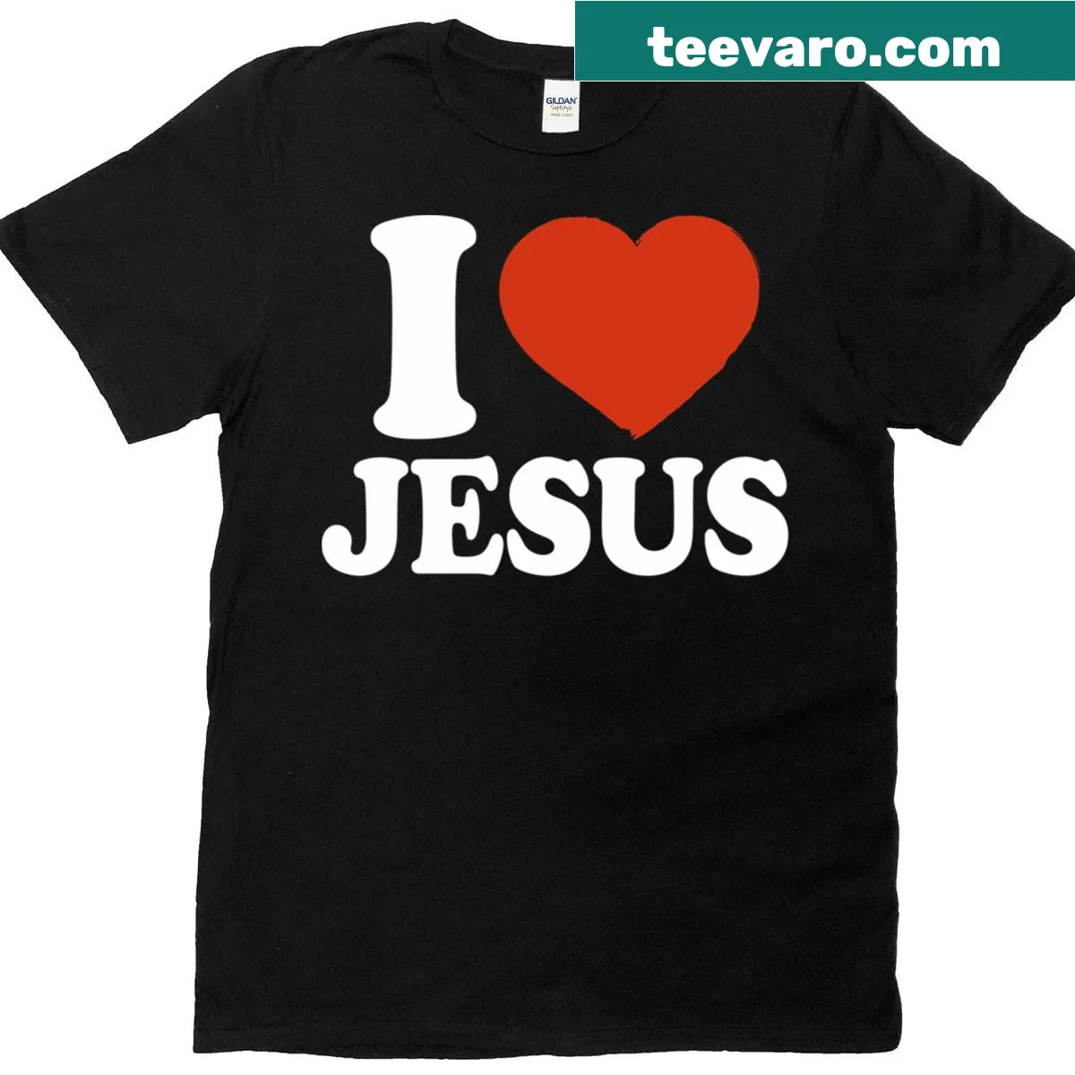 Simple t-shirt with the phrase 'I Love Jesus' in bold text — on a men's t-shirt