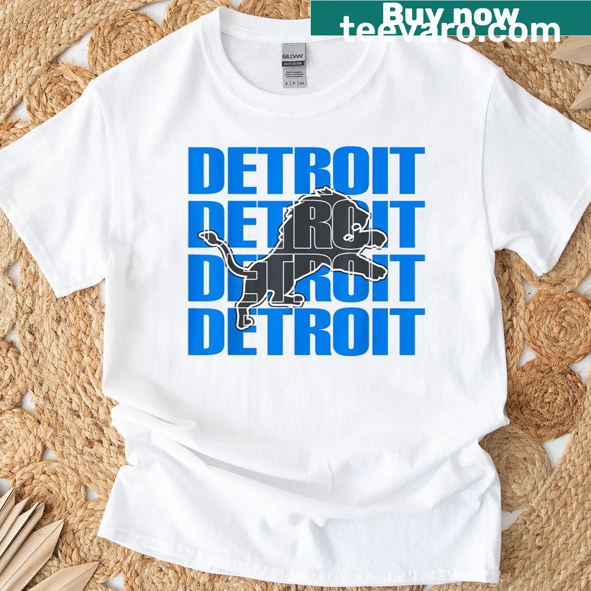 T-shirt celebrating lions with unique name graphics — on a men's t-shirt