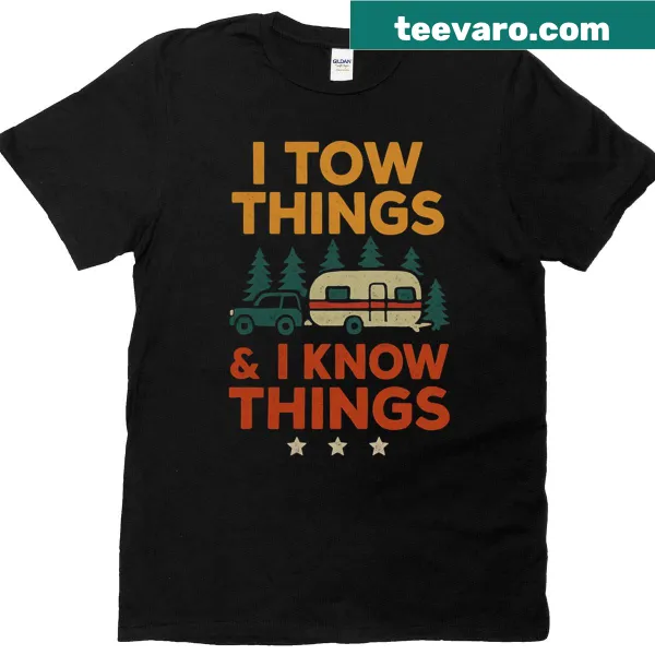 Funny retro T-shirt for dads who tow things and love camping