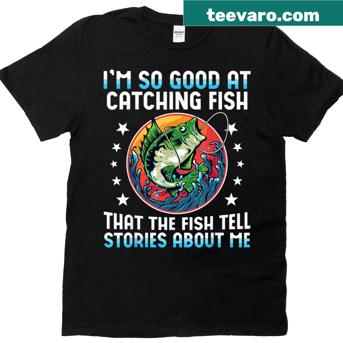 Humorous fishing t-shirt with fun quote about catching fish — on a men's t-shirt