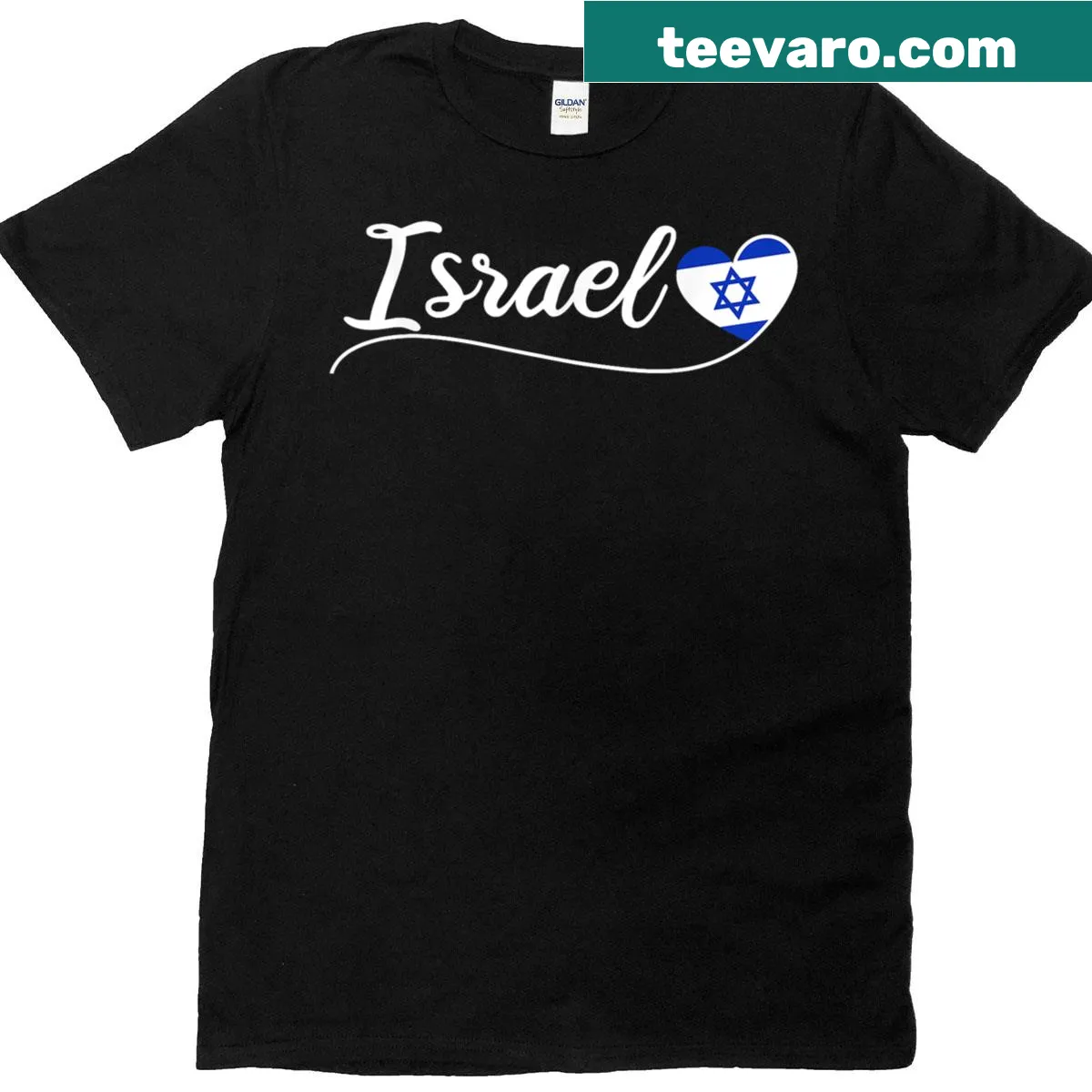 Vintage t-shirt with heart design incorporating Israeli flag — on a men's t-shirt