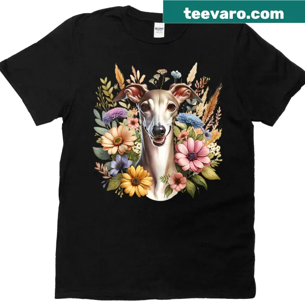 Artwork of an Italian Greyhound with summer wildflowers