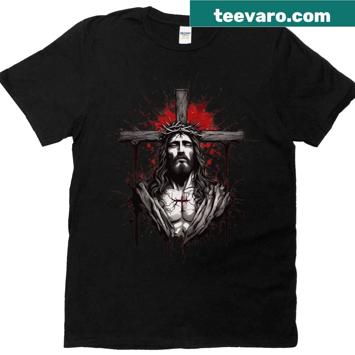 T-shirt showcasing a bold cross graphic symbolizing sacrifice — on a men's t-shirt