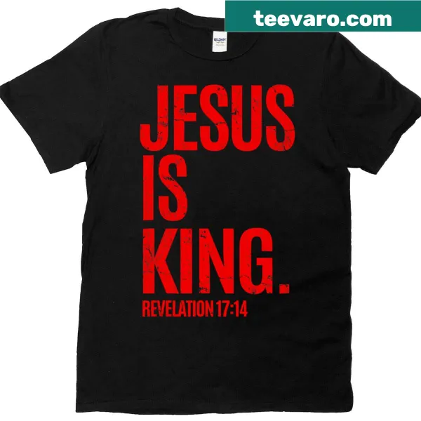T-shirt prominently displaying the phrase 'Jesus Is King'