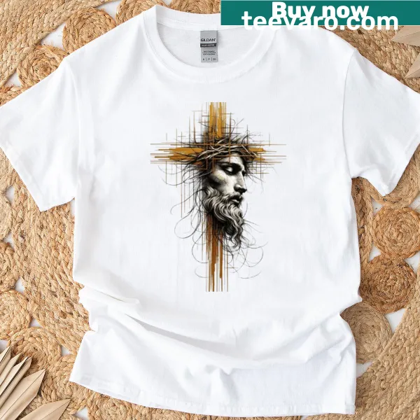 T-shirt featuring a simple typography design focused on the name 'Jesus'