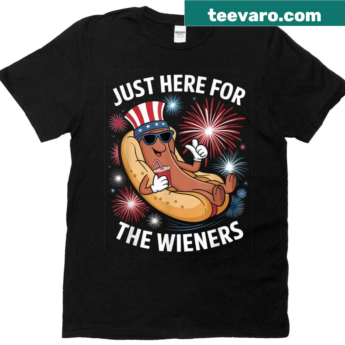 Playful text graphic about hotdogs on baseball T-shirt — on a men's t-shirt