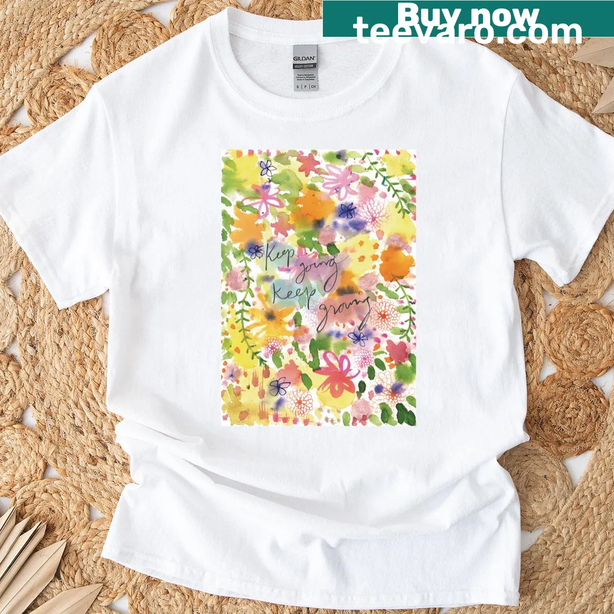 Inspirational t-shirt with motivational phrase about growth — on a men's t-shirt