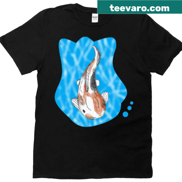 Minimalist silhouette of koi fish on T-shirt